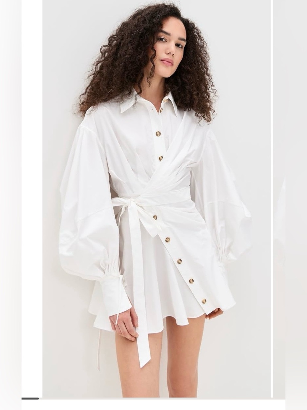 Zimmermann REBELLION POPLIN DRESS White Wrap Mini Dress with Balloon Sleeves